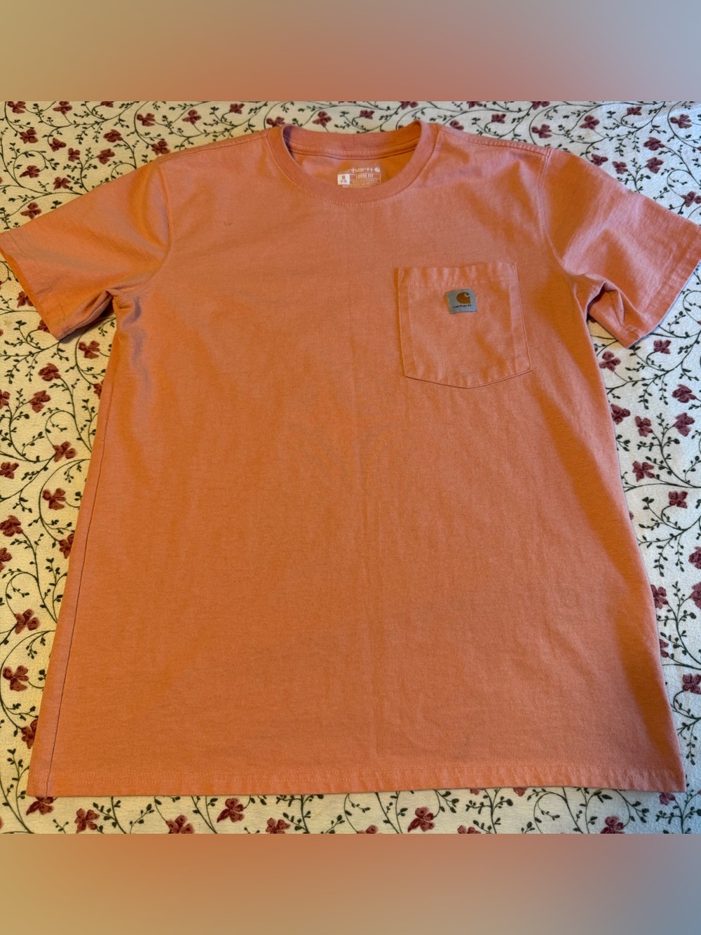 Carhartt Pocket T-Shirt in Coral Orange